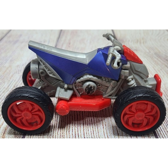 Hasbro Marvel Spiderman ATV Vehicle Toy Motorcycle Red Blue Silver 5.5" 2013 - Picture 2 of 6